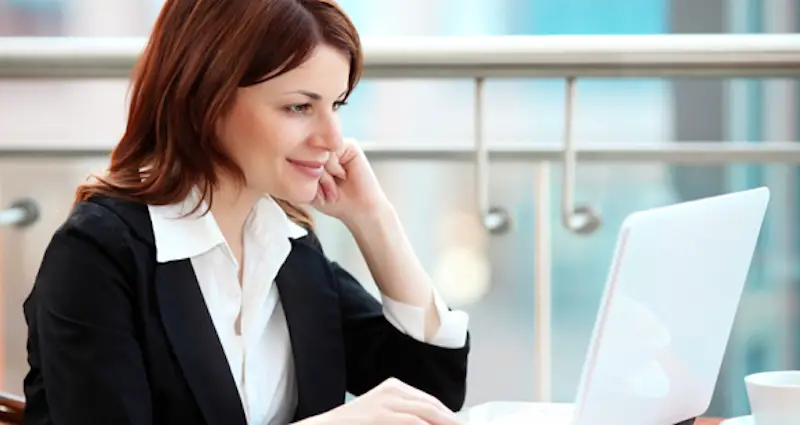 woman using laptop
